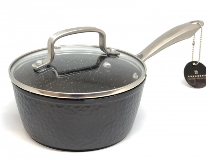 

Кухонный ковш с крышкой 1.4 л из литого алюминия Edenberg. EB-3673 с мраморным антипригарным покрытием