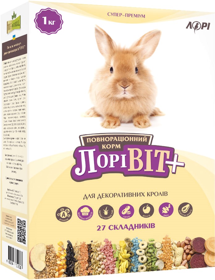 Корм для декоративных кроликов Лорі ЛориВит+ 1 кг (4823094314008) – в ...