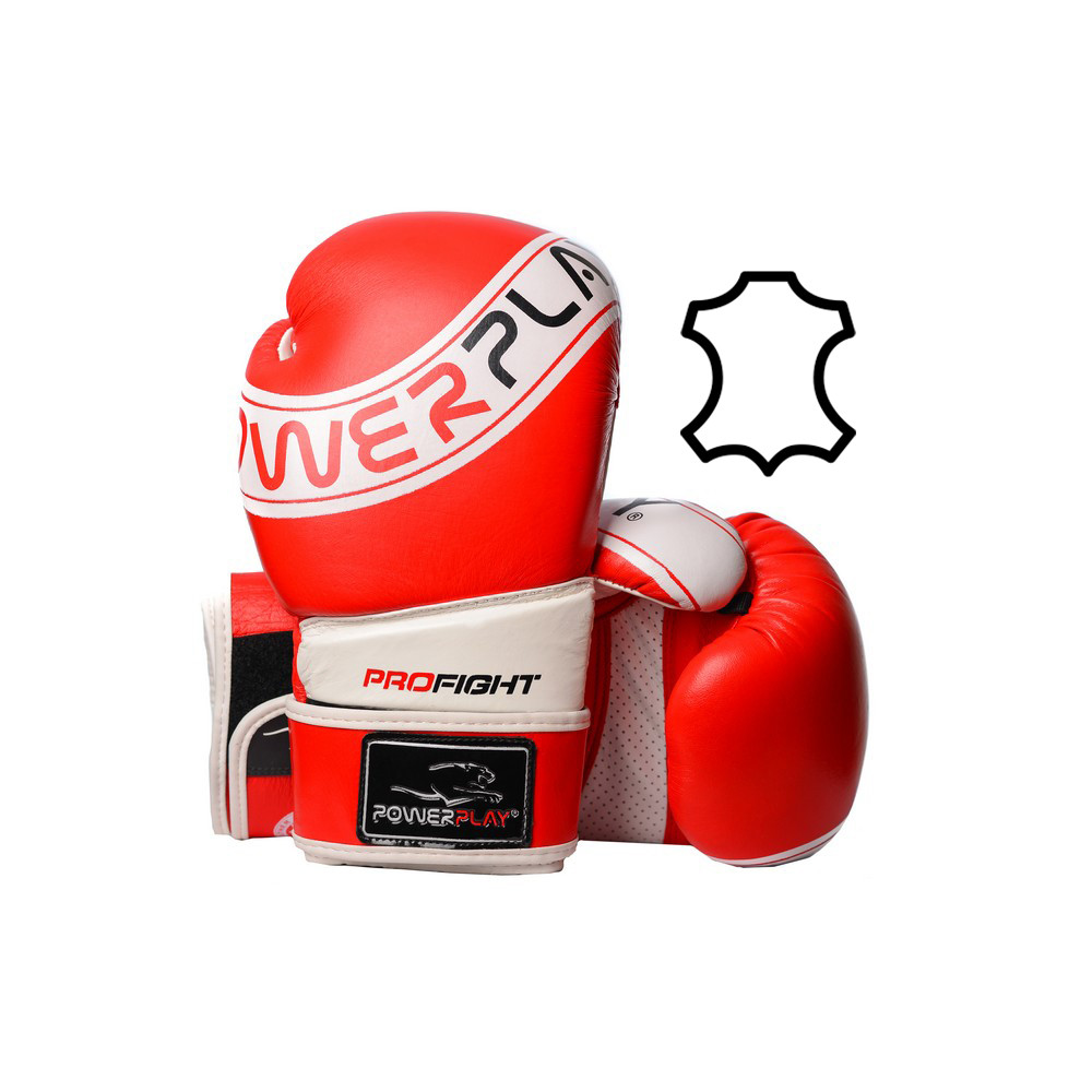 

Боксерские перчатки PowerPlay 3023 кожа Red-White 10 унций