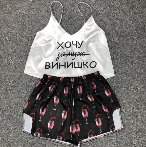 

Пижама женская Бокал вина, р М