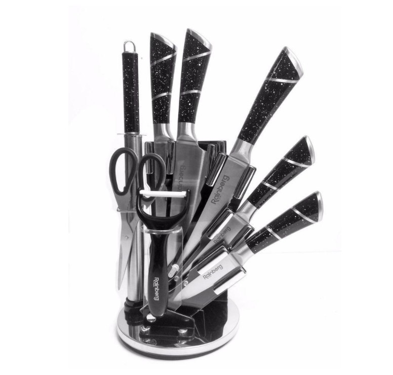 

Набор ножей RAINBERG RB 8804, с подставкой 9 предметов