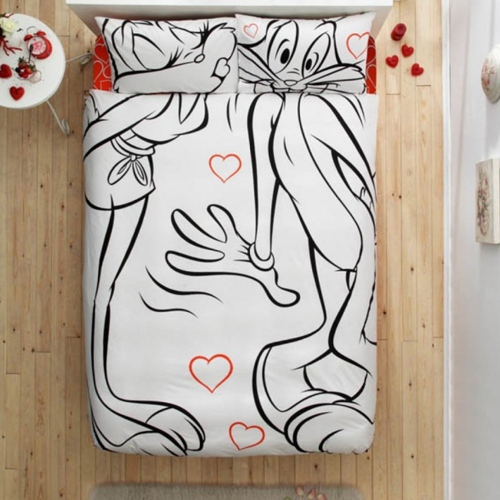 

Подростковое постельное белье Tac Disney Freemood Bugs Bunny / Lola Bunny Amour 2000022099257