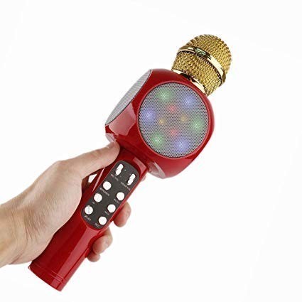 

Беспроводной вокальный караоке микрофон, радиомикрофон ,колонка bluetooth WS-1816 красный