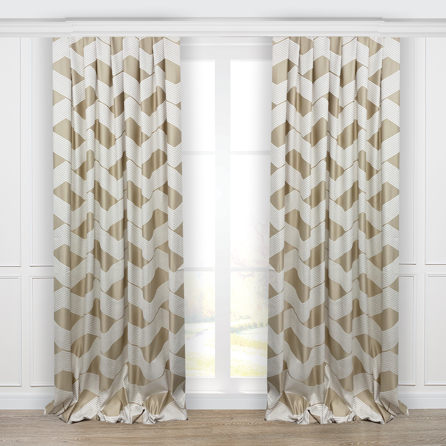 

Портьеры Adagio Windows Decor Lux бежевые с полосами 150х280см(2 шторы)