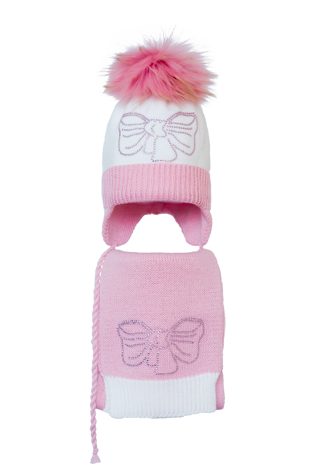 

Комплект (шапка и шарф) HATTY Бант розовый (52 см) Белая со светло-розовым (4/1-4-11р)