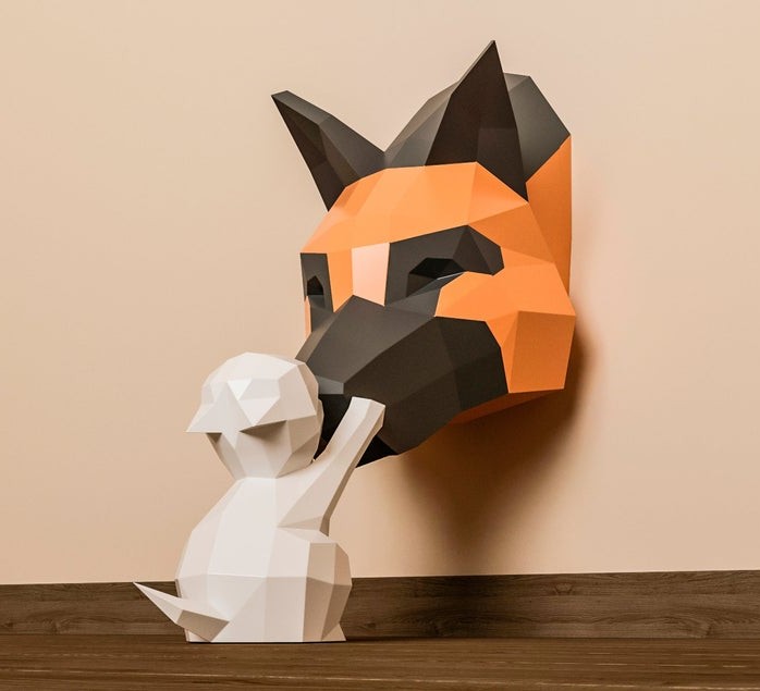 

Овчарка и котенок Наборы для создания 3д фигур Оригами Papercraft Паперкрафт