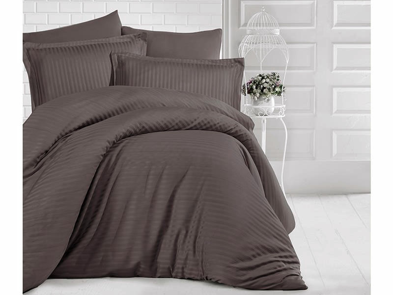 

Постільна білизна Clasy Stripe Satin 200х220 Kahve