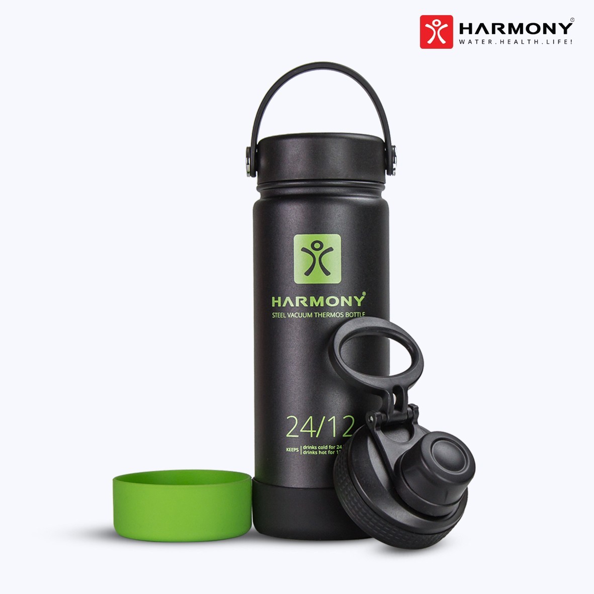 

Термос Harmony Black 0,5 л. с дополнительной крышкой "Спорт"