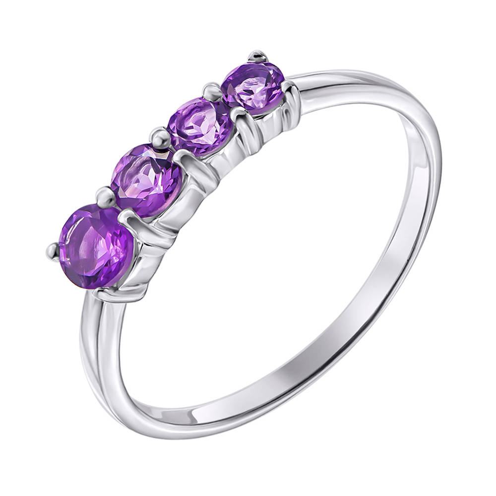 

Серебряное кольцо с аметистами 000140581 17.5 размера