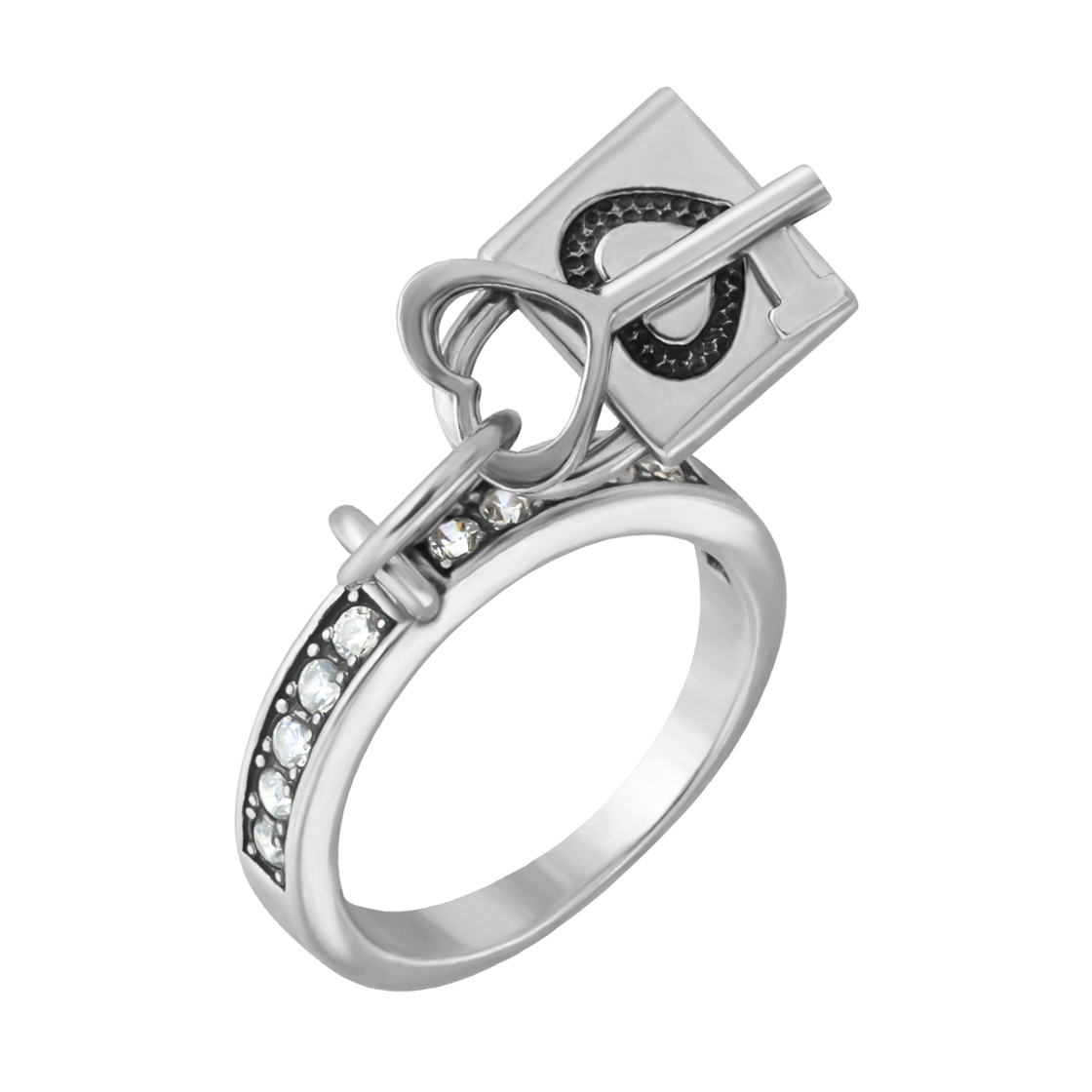 

Серебряное кольцо с подвеской и фианитами 000005831 17.5 размера