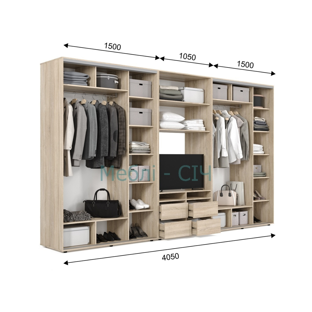 

Шкаф купе под ТВ Мебель Сич ШКТВ-2/405 (4050х600х2200) Нимфея Альба