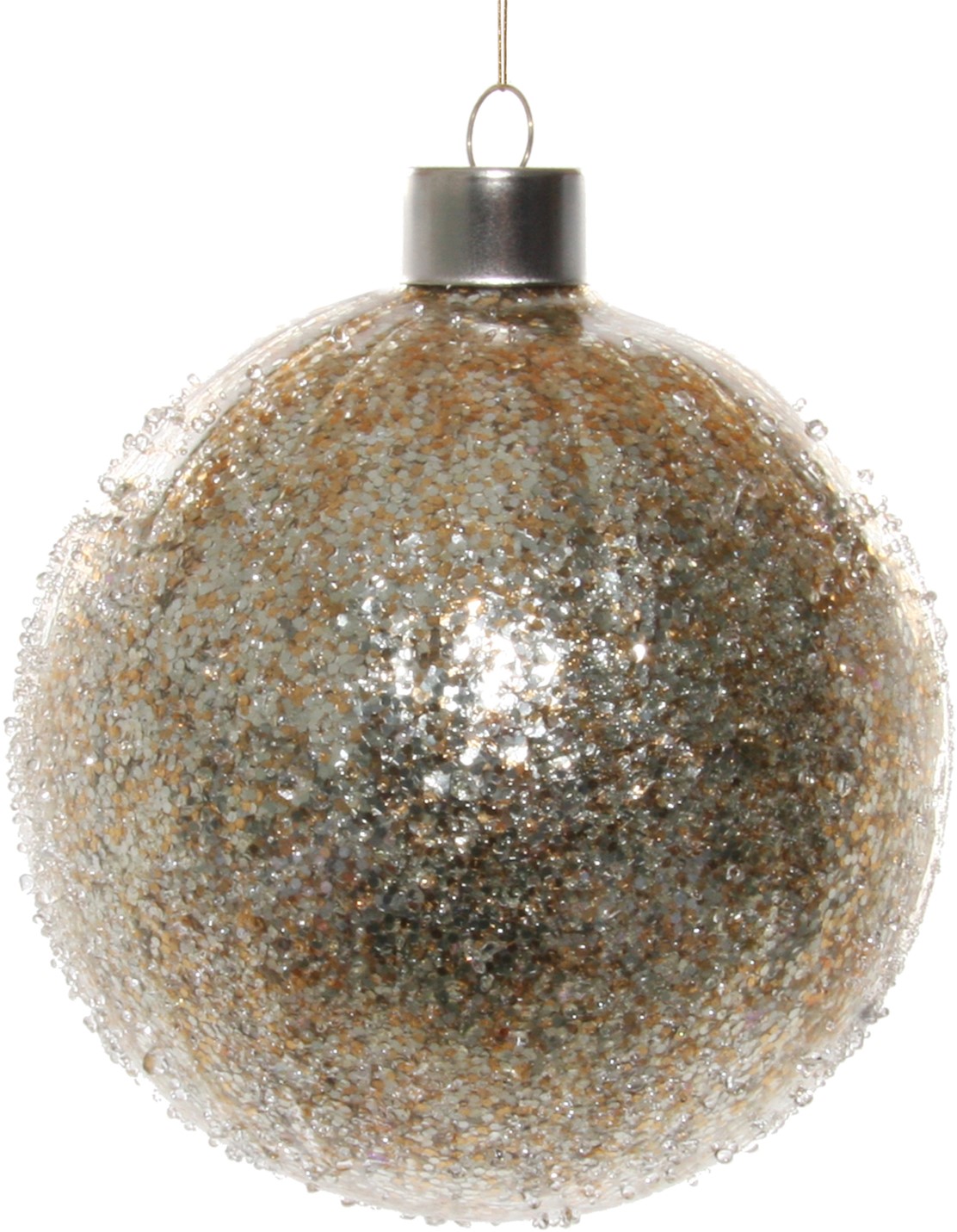 

Стеклянный ледяной шар Shishi с золотым блеском внутри 10 см Серебряно-золотой (54108) (4741293541080)