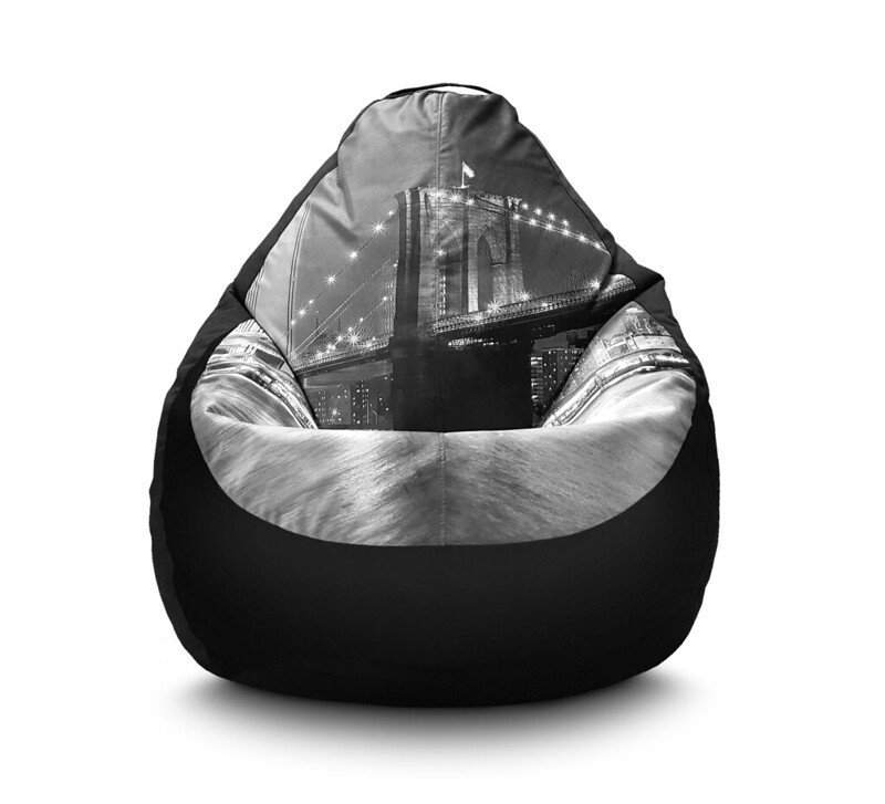 

Кресло мешок груша iPuff "Нью-Йорк: Бруклинский мост" Оксфорд XXL (90х125 см) Черный