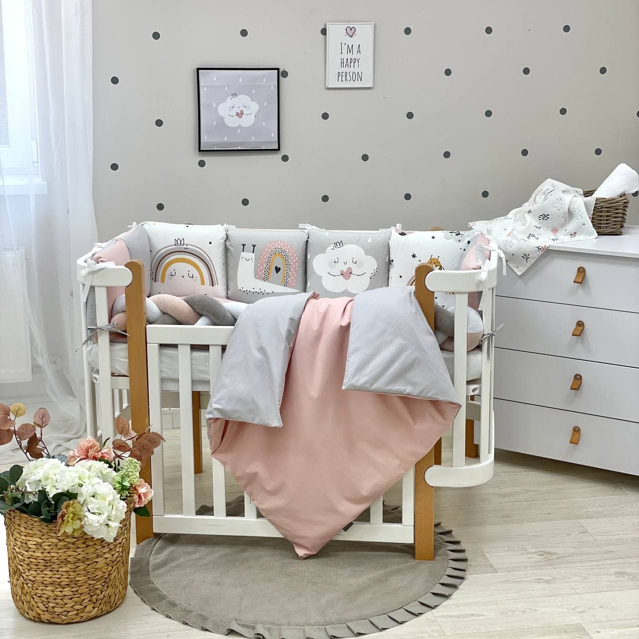 

Постельный комплект в кроватку (6 пр. без балдахина) Art Design Улитка
