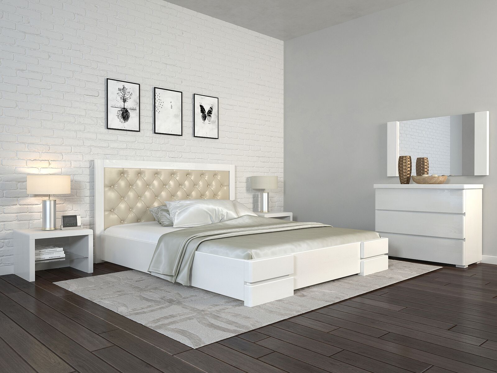 

Кровать Arbordrev Регина Люкс ромбы без ПМ (160*200) сосна Белый