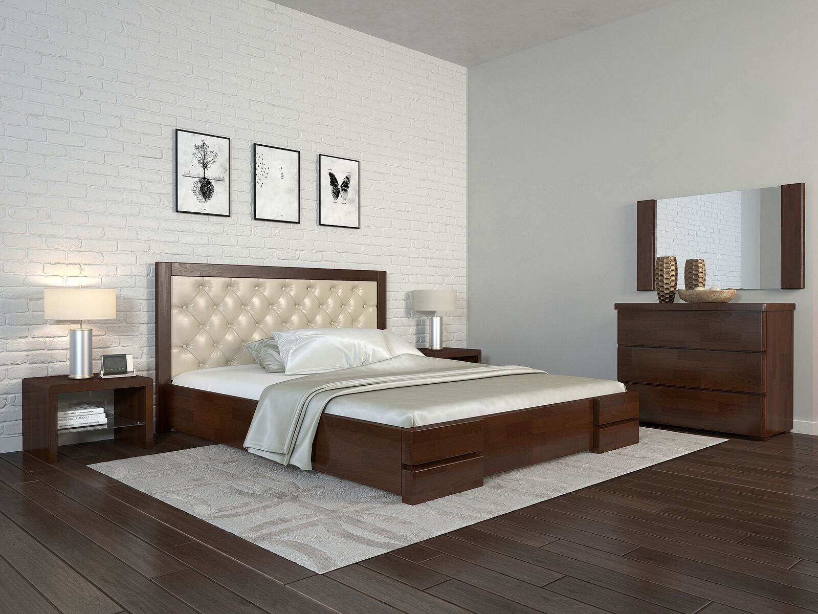 

Кровать Arbordrev Регина Люкс ромбы без ПМ (160*200) сосна Тёмный орех