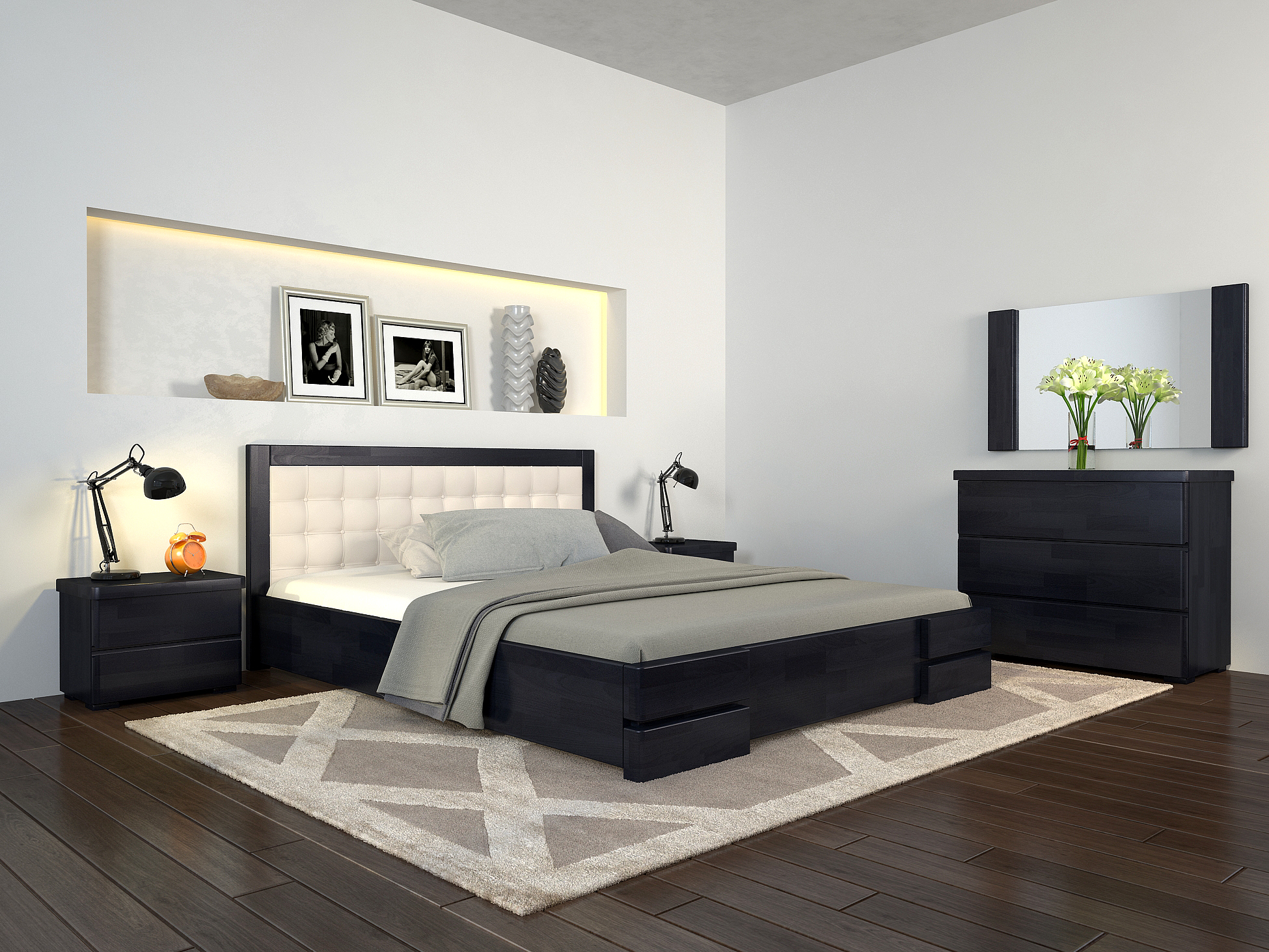 

Кровать Arbordrev Регина Люкс квадраты без ПМ (180*200) бук Венге