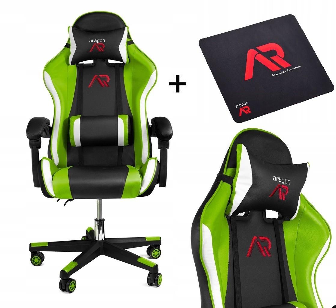 

​Компьютерные кресла для геймера JUMI ARAGON TRICOLOR GREEN + коврик под мышь в подарок!