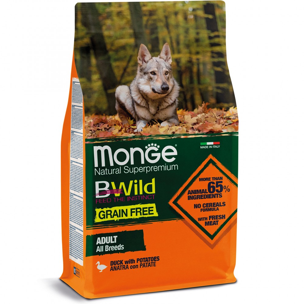 

Корм для собак Monge Вwild grain free утка 15 кг (70006002)