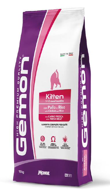 

Корм для котят Gemon cat Kitten курка з рисом 10 кг (70005593)