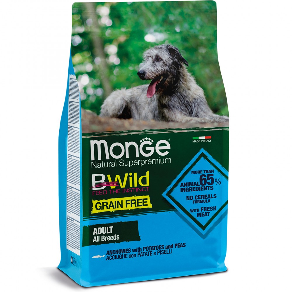 

Корм для собак Monge Вwild grain free анчоус 2,5 кг (70004701)
