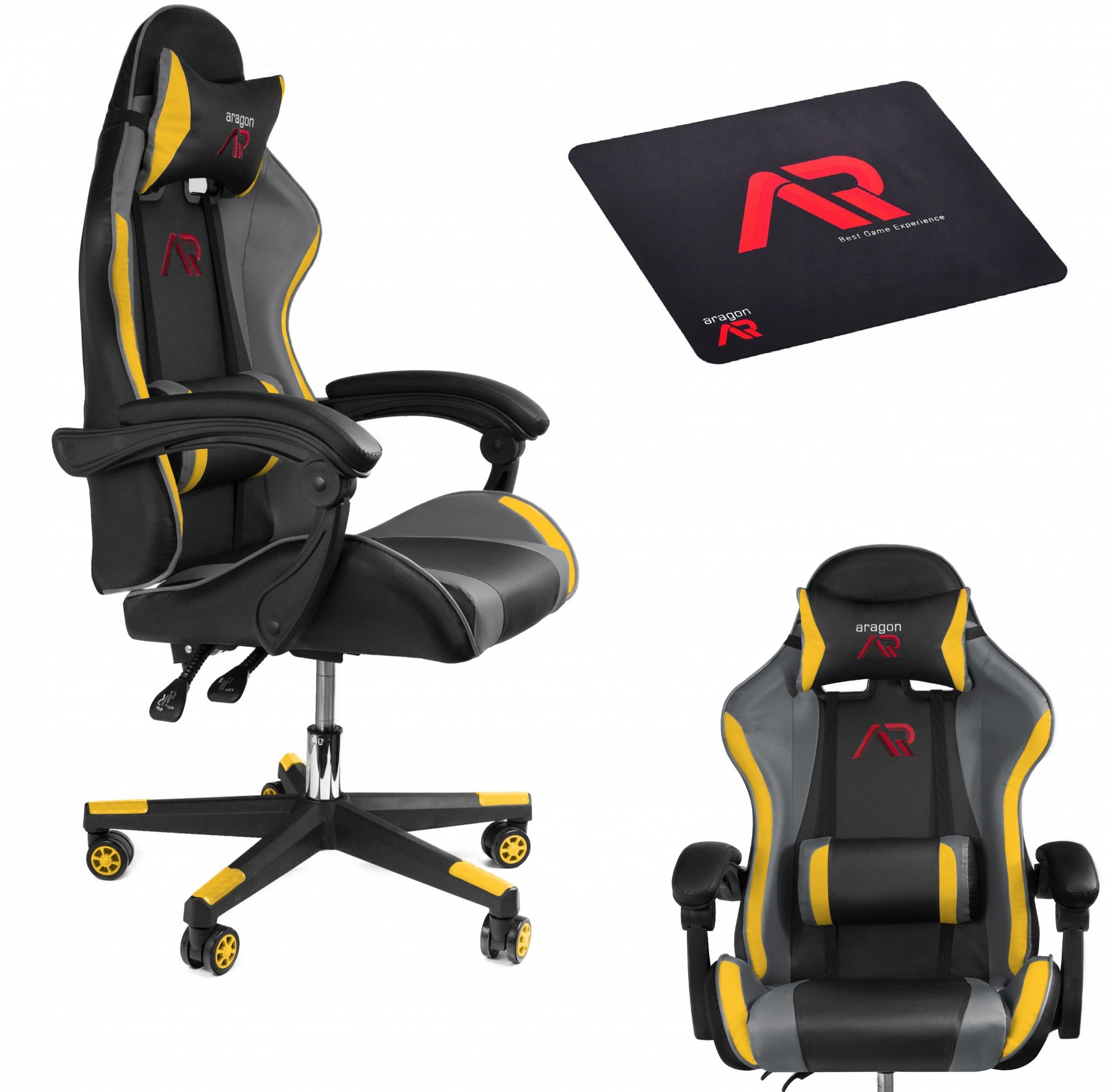 

​Компьютерное кресло для геймера JUMI ARAGON TRICOLOR Yellow + коврик под мышь в подарок!