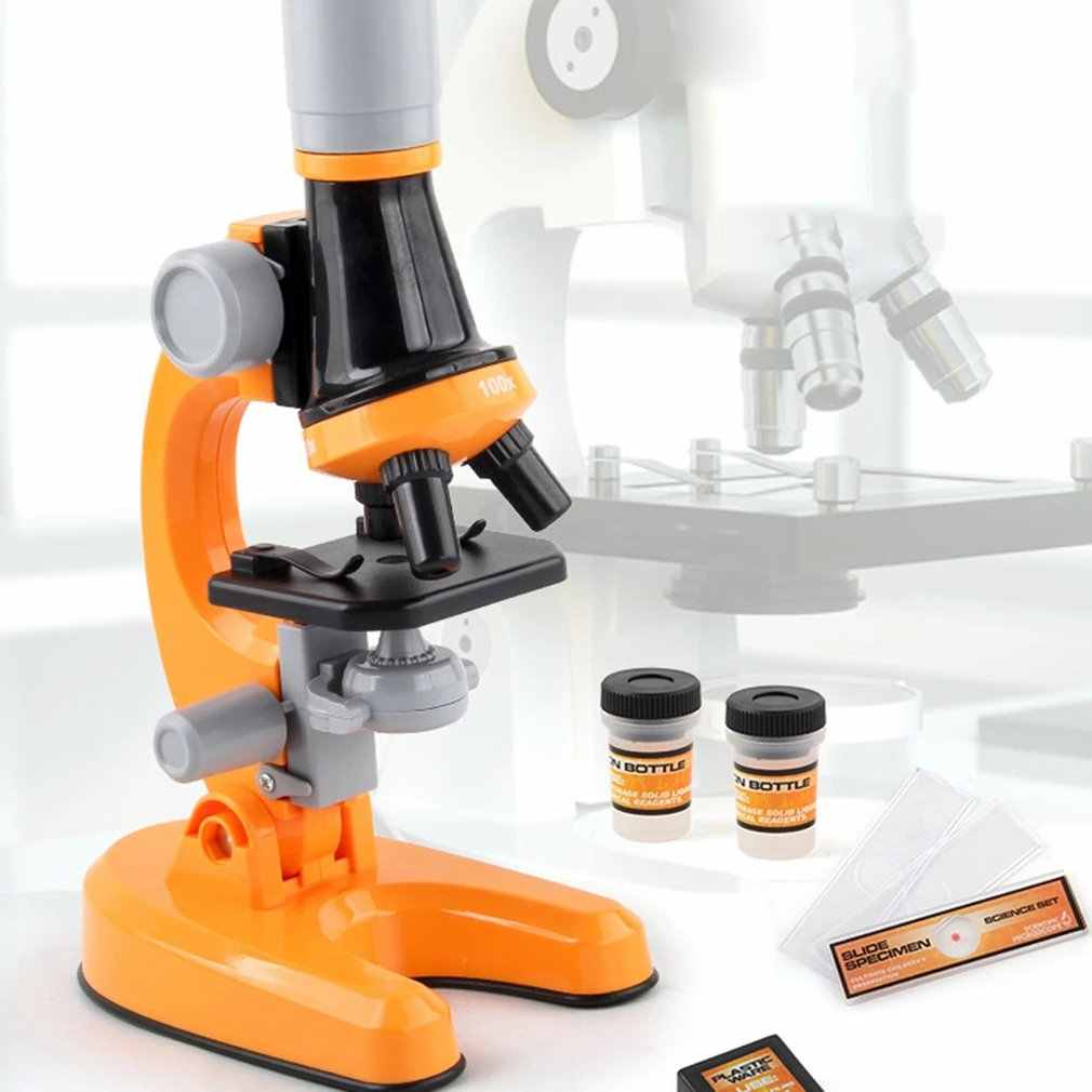 

Функциональный детский Микроскоп с комбинированной подсветкой Scientific Shantou, Игрушечный набор для научных исследований, со стеклянными линзами (100x - 400х -1200х), 22х8х12 см