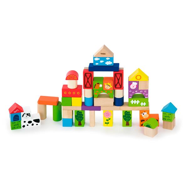 

Деревянные кубики Viga Toys Ферма, 50 шт., 3 см (50285)