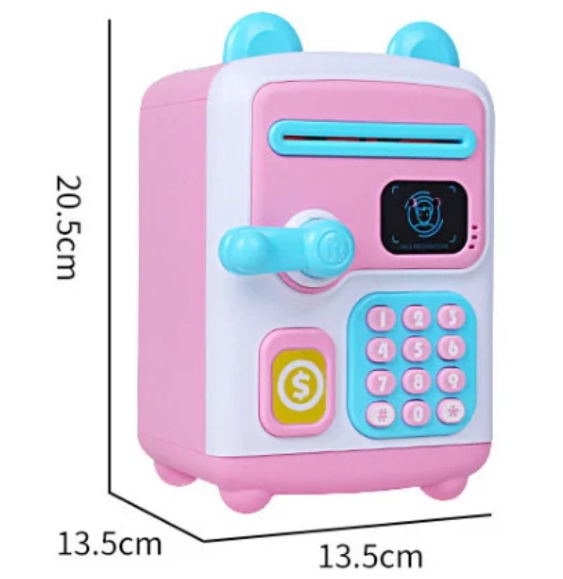 

Электронная детская копилка с кодовым замком Face Recognition Money BOX Розовая