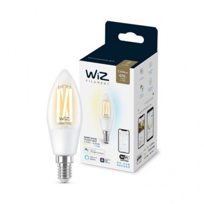 

Умная лампочка WiZ E14 4.9W(40W 470Lm) C35 2700-6500 филаментная Wi-Fi