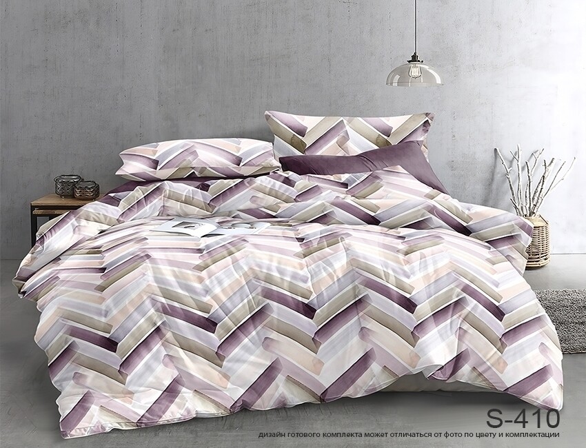 

Комплект постельного белья Люкс Сатин на молнии СТИЛЬ S410 двуспальный 180*215, наволочки 70*70