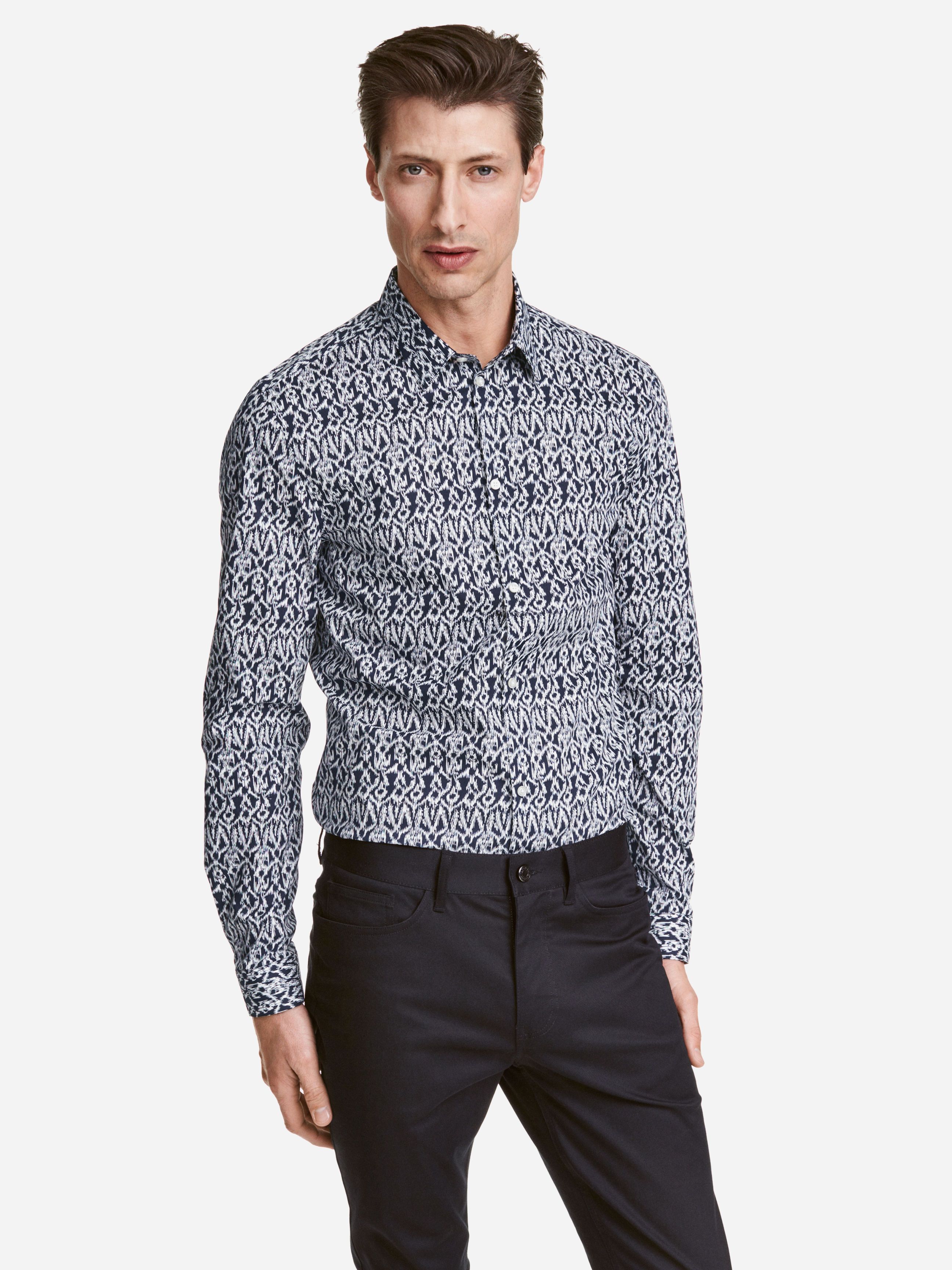 

Рубашка H&M XAZ016677TPKT  Черная с белым, Рубашка H&M XAZ016677TPKT XS Черная с белым