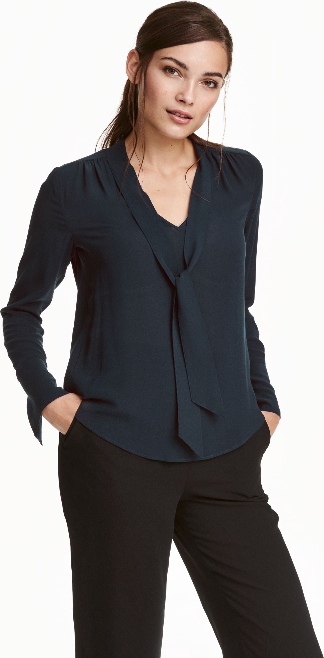 

Блузка H&M KK4421914 32 Темно-синяя