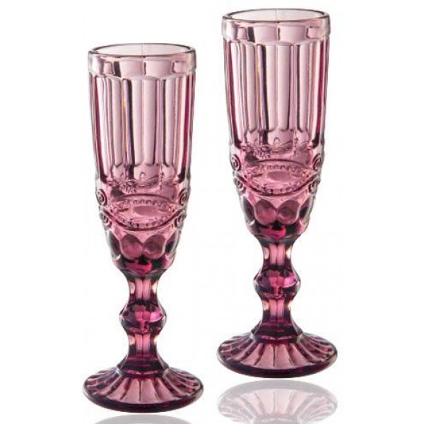 

Набор 6 бокалов для шампанского Elodia Винтаж 180мл, розовое стекло