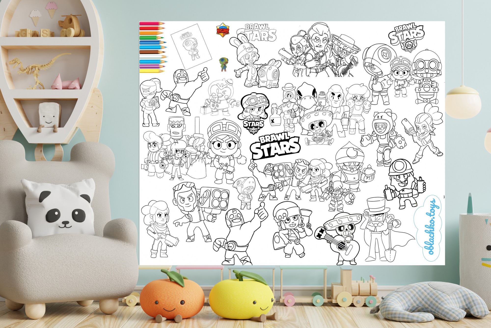 

Мега раскраска, 120 х 150 см , Brawl Stars