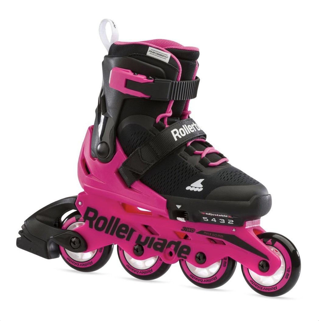 

Детские раздвижные ролики ROLLERBLADE MICROBLADE G BLACK/NEON PINK , размер 28-32(17,5-20,5см)