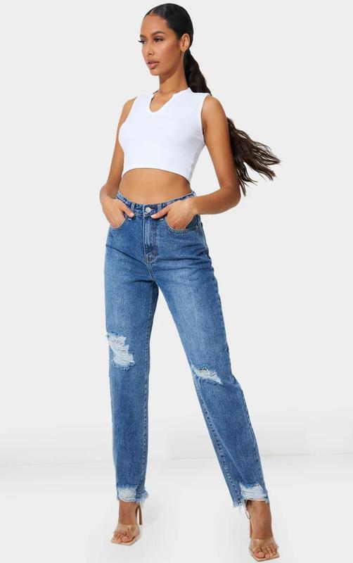 

Джинсы PrettyLittleThing мом 40 синие