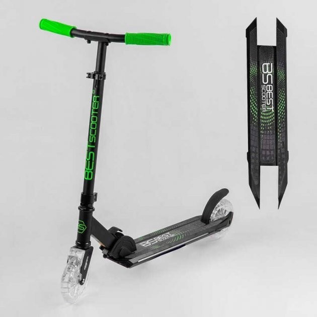 

Самокат двухколесный детский "Best Scooter" зеленый , колеса 145мм, диски колес, дека, вилка СО СВЕТОМ