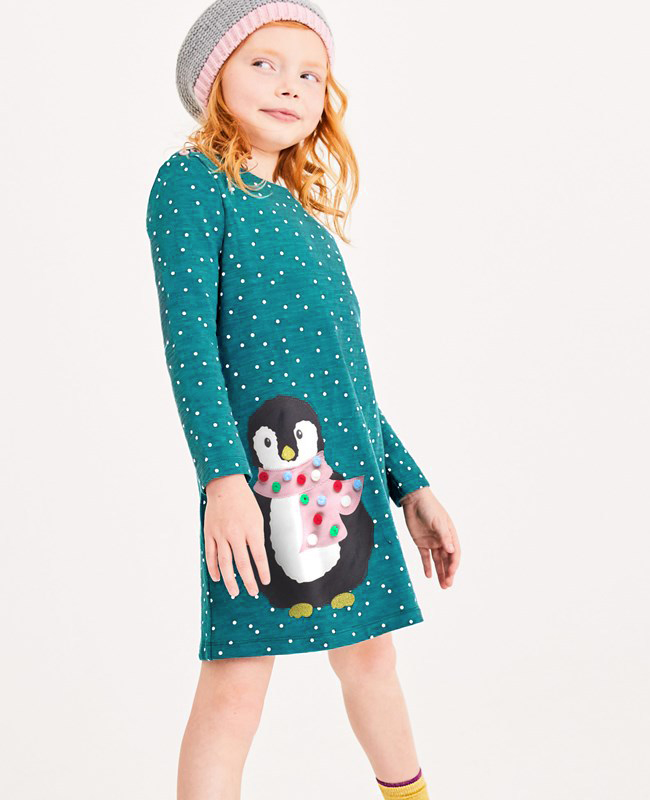 

Платье для девочки с длинным рукавом и изображением пингвина бирюзовое Penguin Berni Kids (120) Бирюзовый (55980)