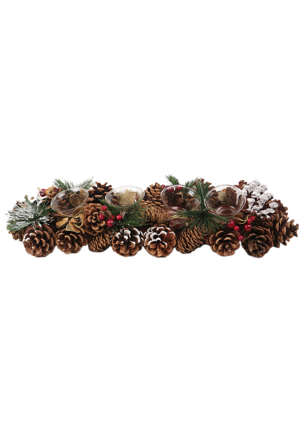 

Новогодний набор подсвечников с декором из шишек и ягодами Christmas gifts коричневый-разноцветный NY-110130