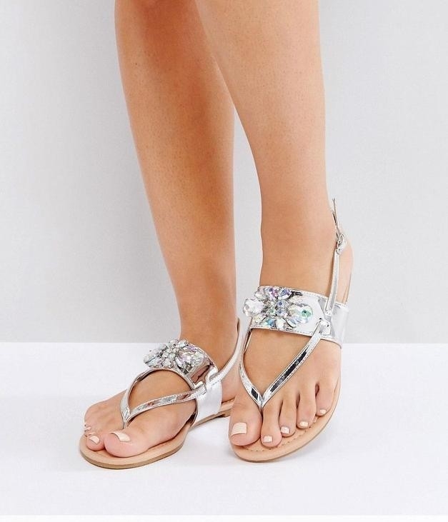 

Женские сандали с камнями Asos 41 серебристый