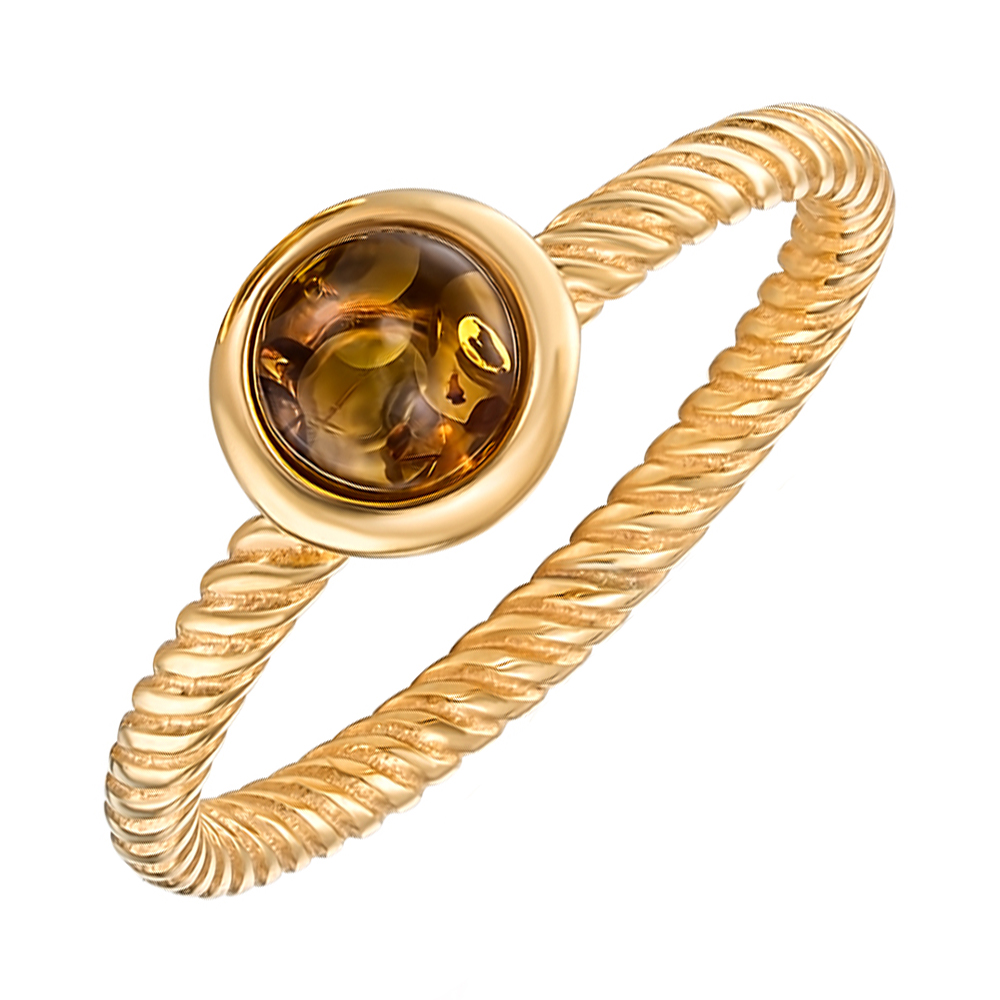 

Серебряное кольцо с янтарем и позолотой 000137642 17 размера