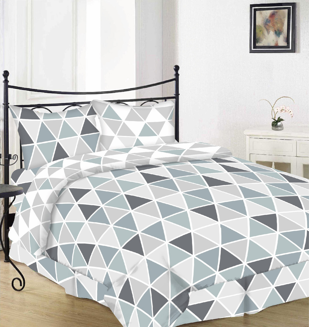 

Семейный комплект постельного белья Вилена бязь Голд Ромб серый