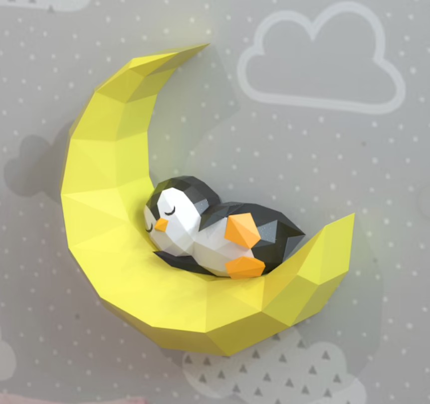 

Пингвиненок на луне Наборы для создания 3д фигур Оригами Papercraft