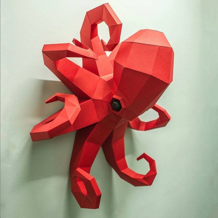 

Осьминог красный Наборы для создания 3д фигур Оригами Papercraft