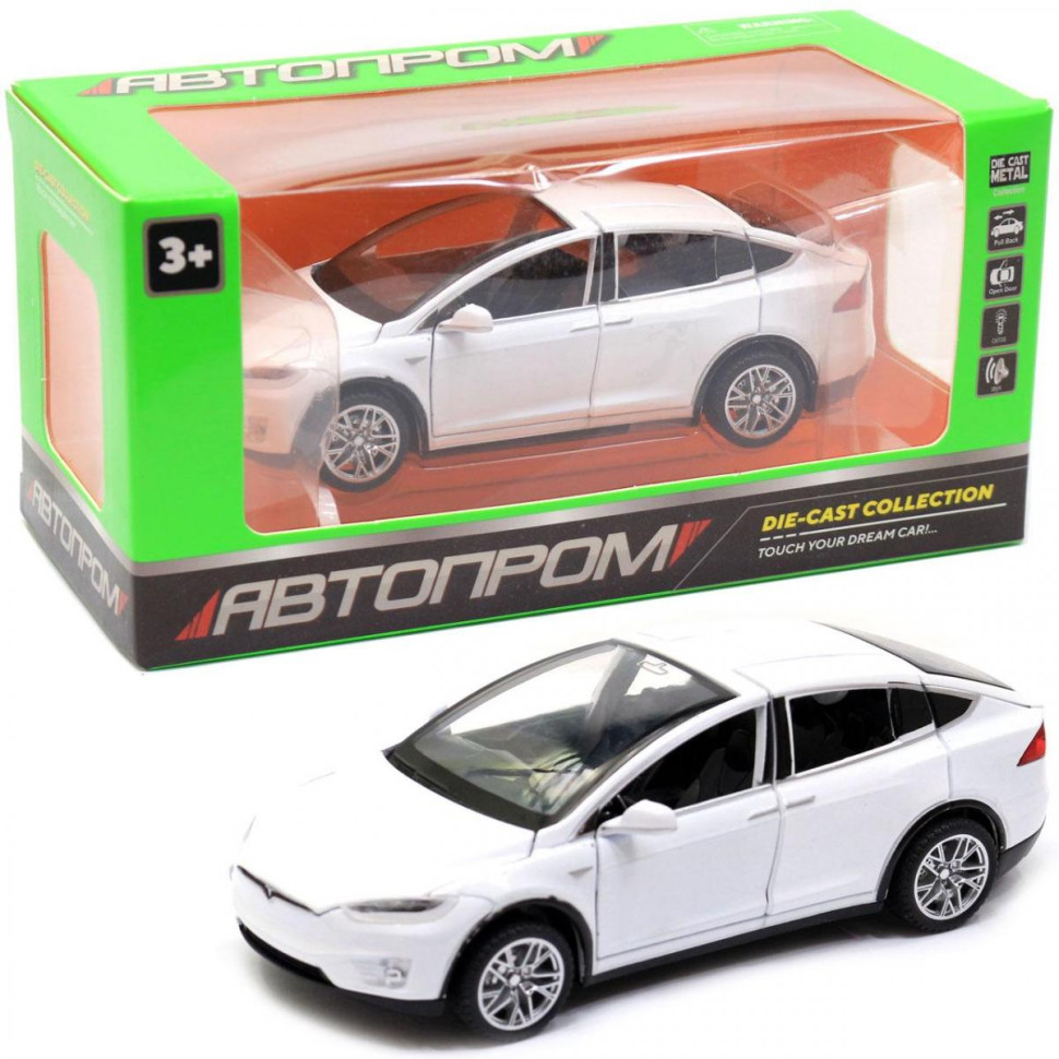 

Машинка металлическая "Tesla Model X 90D" АВТОПРОМ 6603 свет, звук 1:32 (Белый)