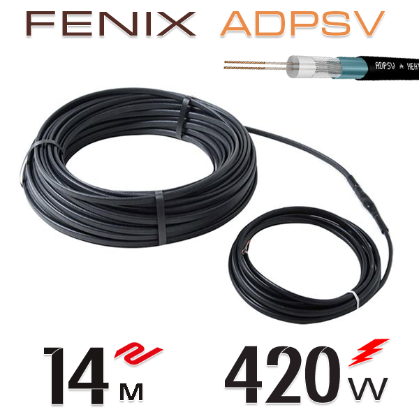 

Нагревательный двужильный кабель Fenix ADPSV 30 W/m - 14 м.п.