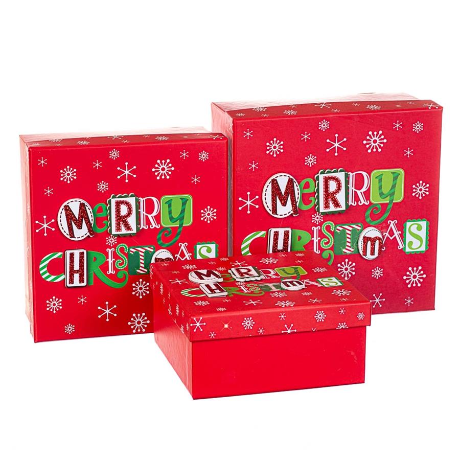 

Набор из 3 коробок "Merry Christmas"20*20*9,5 (8211-005), Картон, Elisey