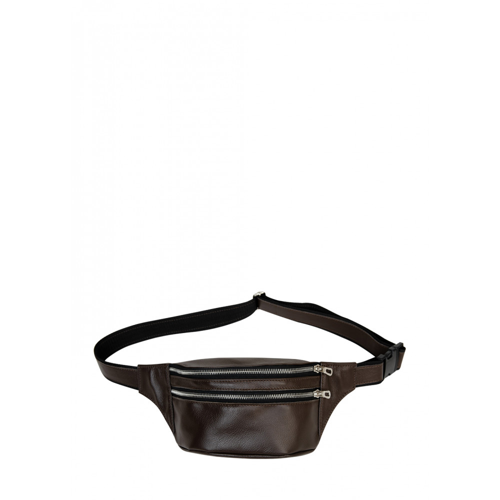 

Поясна сумка бананка Sambag Tirso Dark Brown натуральна шкіра
