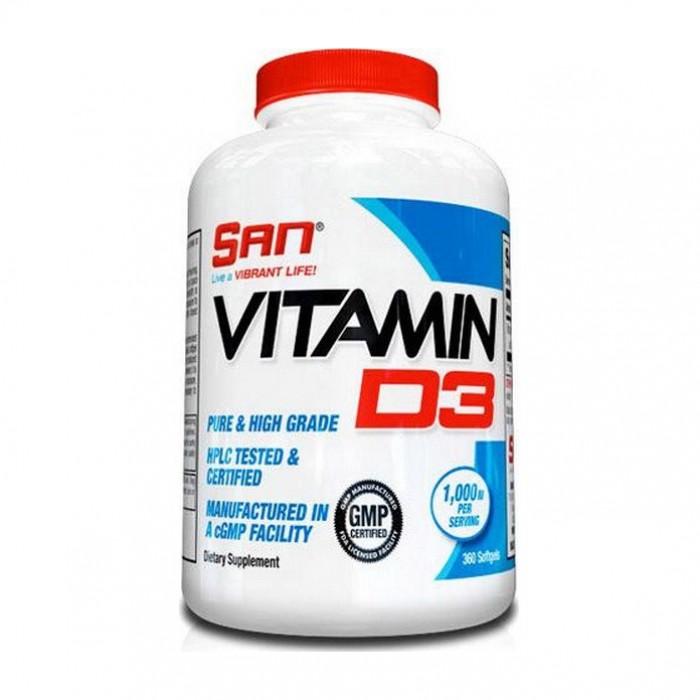 

Витамины и минералы SAN Vitamin D3 1000 IU, 360 капсул (599209)